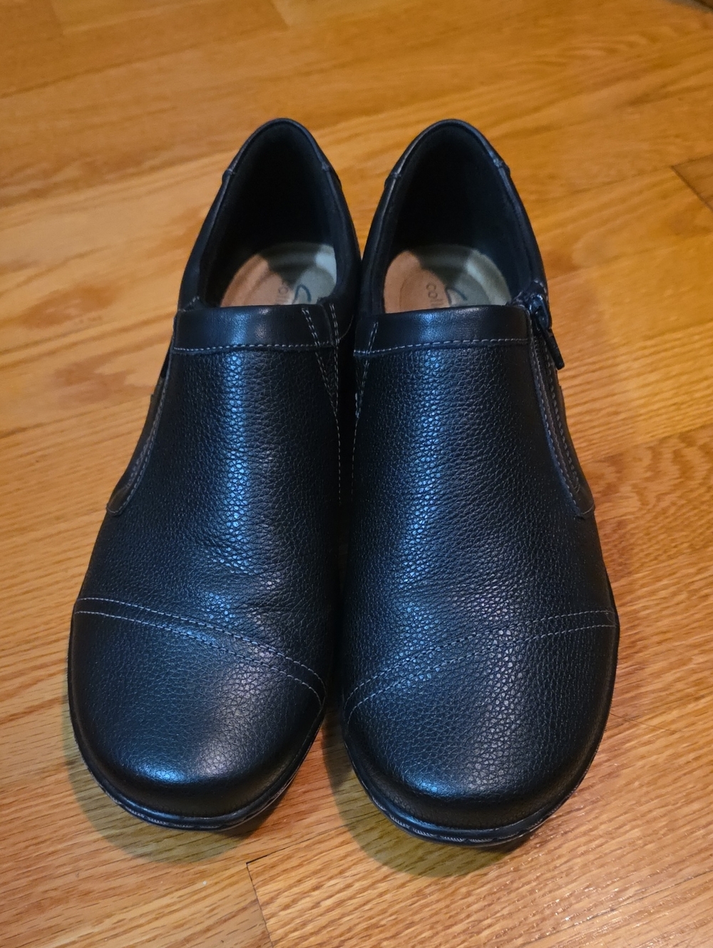 Clarks Black Leather Slip-On Comfort Shoes